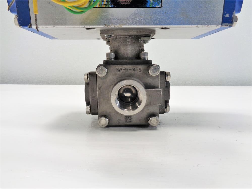 PBM 1" NPT Actuated 3-Way Ball Valve, Stainless Steel, MPH-34-S2/P0C0H64D